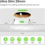 6x ALUSSO 78mm zatemnilni LED vgradni reflektorji - 4 W - slika 4