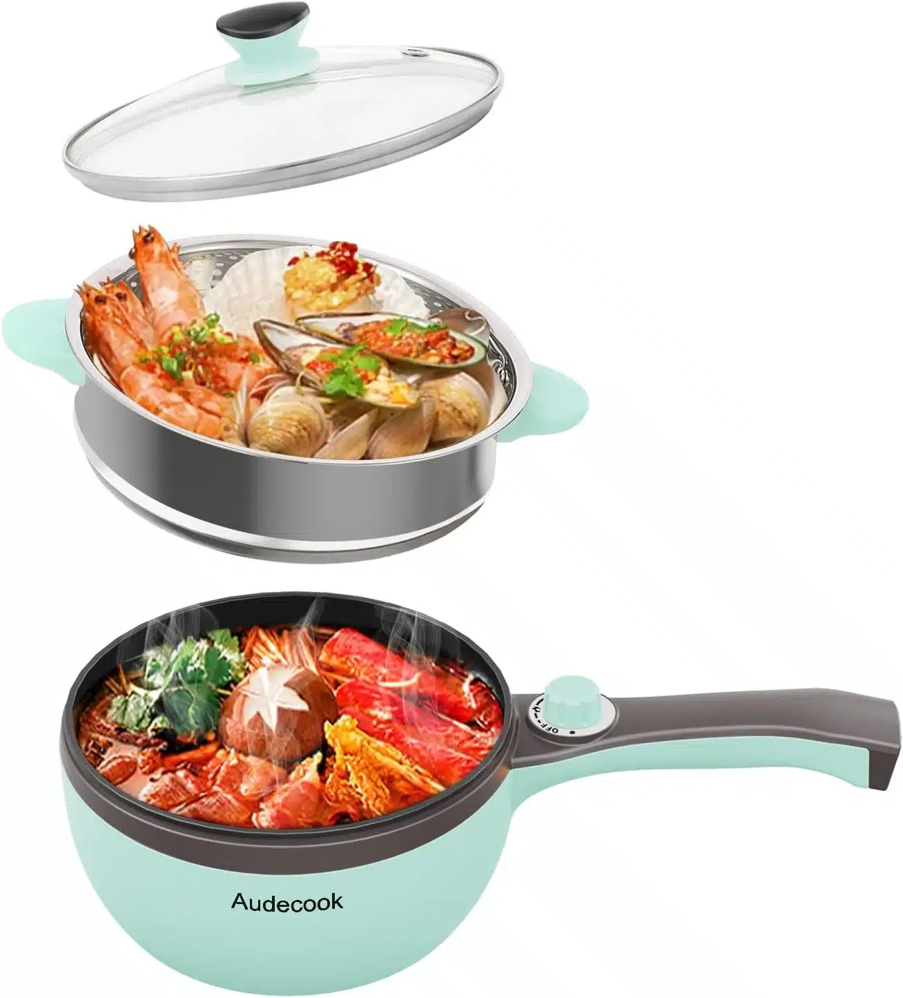 61k2iXHvMxL._AC_SL1500 AUDECOOK 1,5 l zelen električni lonec s soparnikom - slika 1