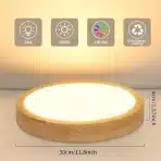 KAMBO 30 cm LED lesena stropna svetilka - 3000 K - slika 3