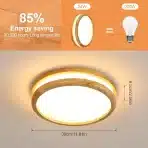 PHEASHINE 30 cm LED stropna svetilka z lesenim okvirjem - 24 W - slika 3