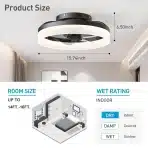 BAILOCH 40 cm nizkoprofilni stropni ventilator z LED osvetlitvijo - slika 6