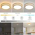 PHEASHINE 30 cm LED stropna svetilka z lesenim okvirjem - 24 W - slika 2