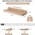 2x GIEANOO 3x10cm lesena stenska polica iz hrasta - slika 4