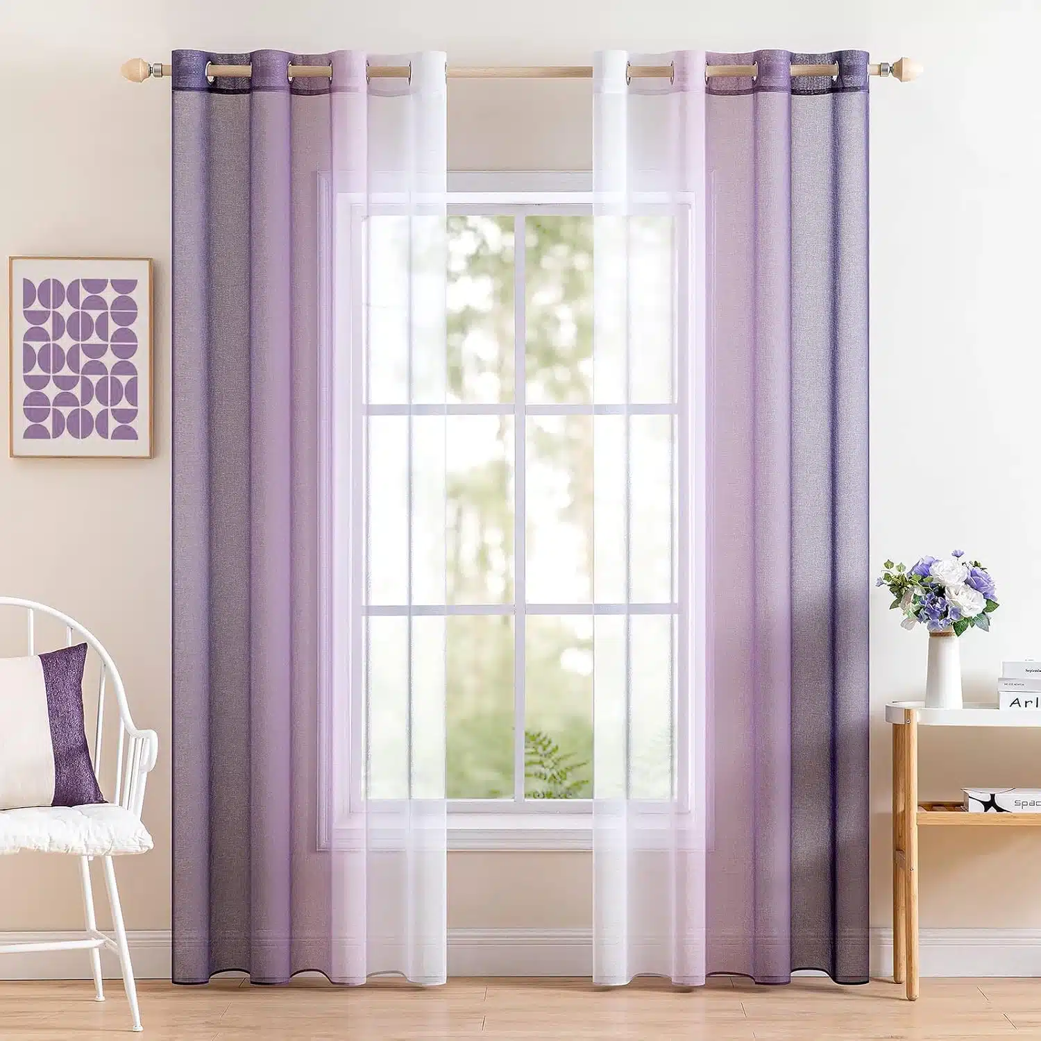 71WIfFfEy3L._AC_SL1500 2x 140x145cm MIULEE vijolične prosojne zavese z obročki - slika 1