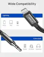 JSAUX 1,8 m Lightning na 3,5 mm AUX avdio kabel - slika 4