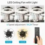 BAILOCH 40 cm nizkoprofilni stropni ventilator z LED osvetlitvijo - slika 3