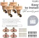 4x BTOWIN 10 cm lesene noge za pohištvo s kolesci - slika 6