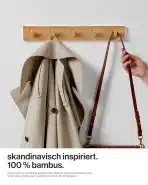 2x LARHN bambusni stenski obešalnik s 5 kavlji - slika 5