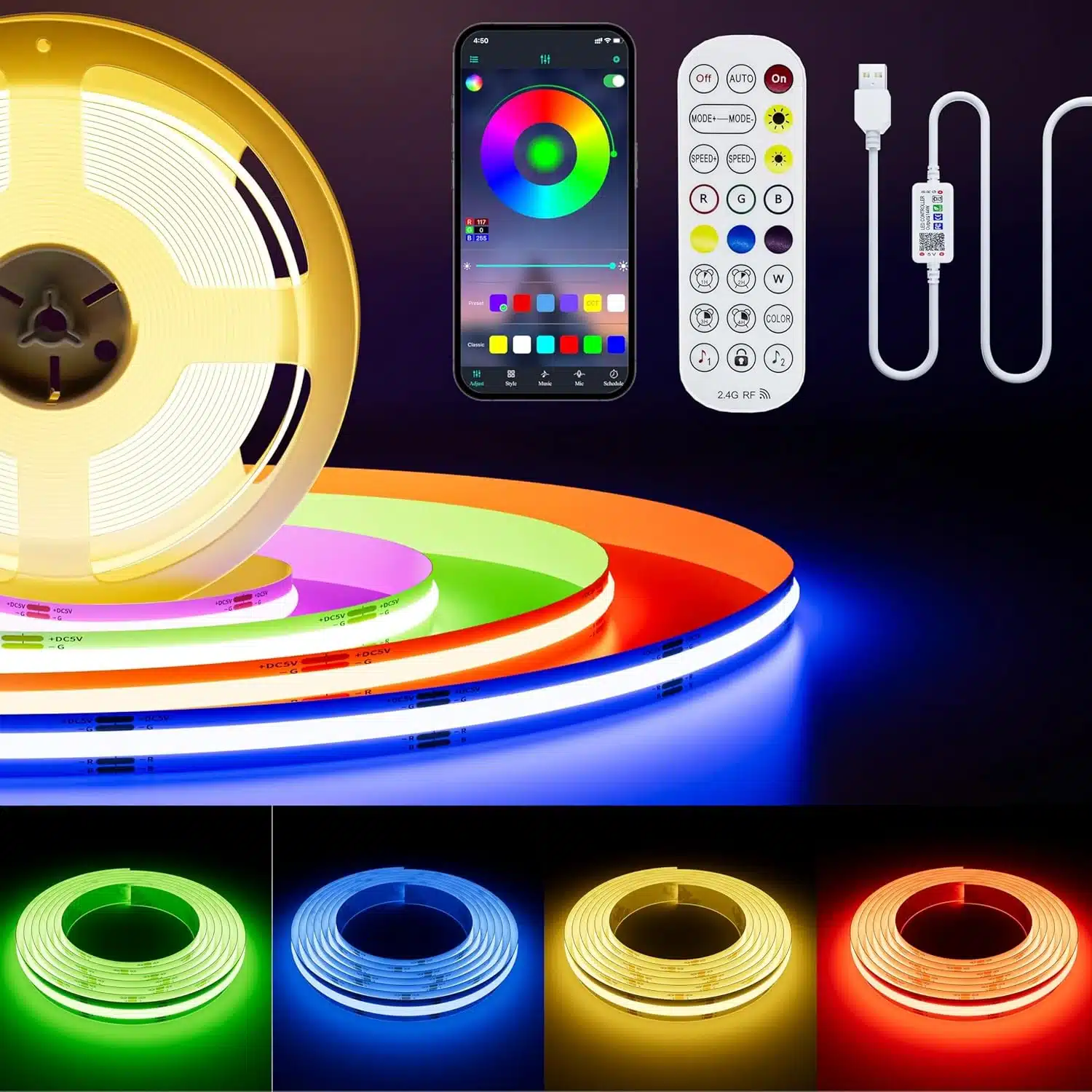 81m10HNEgBL._AC_SL1500 PAUTIX 3 m USB RGB COB LED trak z Bluetooth aplikacijo - slika 1