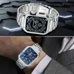 MIOHHR kovinski pašček z zaščitnim ohišjem za Apple Watch - slika 3