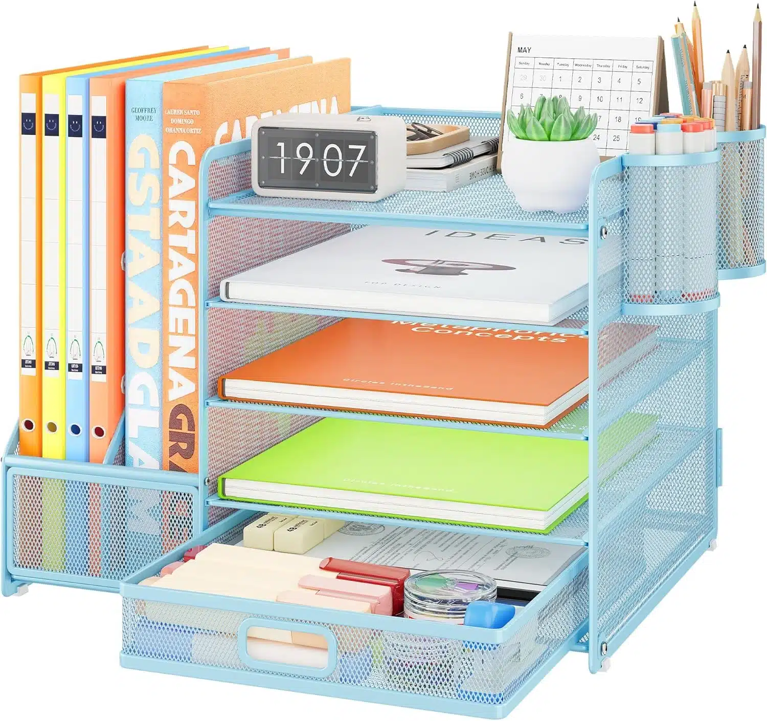 91Nhj7eAH7L._AC_SL1500 VITVITI namizni organizator za dokumente moder - slika 1
