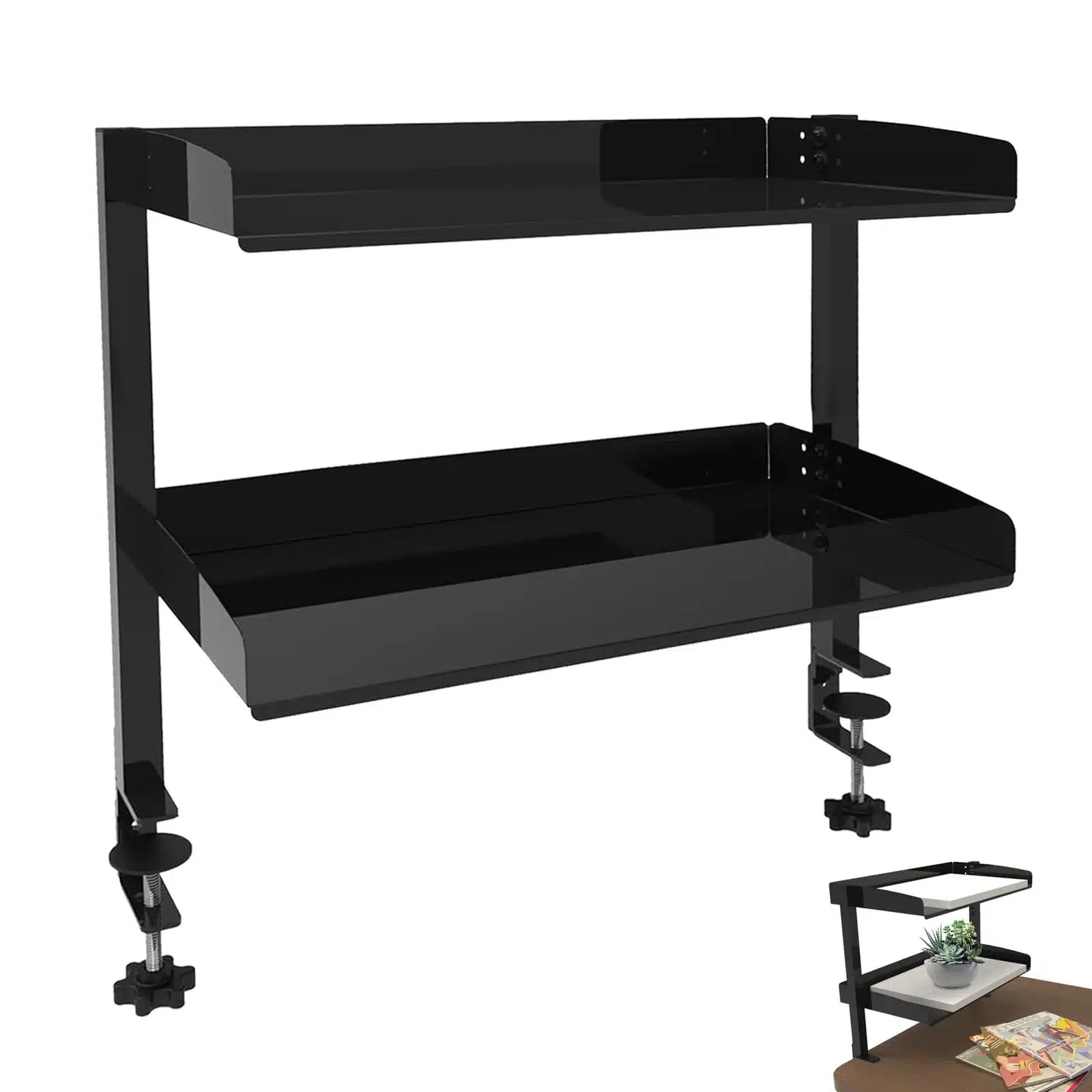 BRAND-table-shelf-1 MOCOLI namizna organizacijska polica z 2 nivojema črna - slika 1