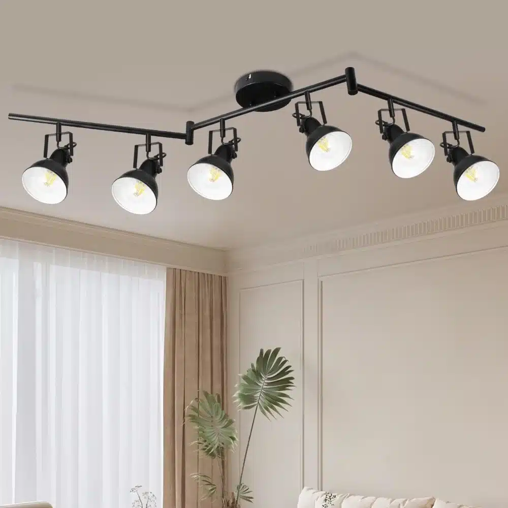 HiBay_LED_Ceiling_01 1x HIBAY stropna svetilka s 6 E27 reflektorji črna - slika 1