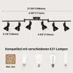1x HIBAY stropna svetilka s 6 E27 reflektorji črna - slika 3