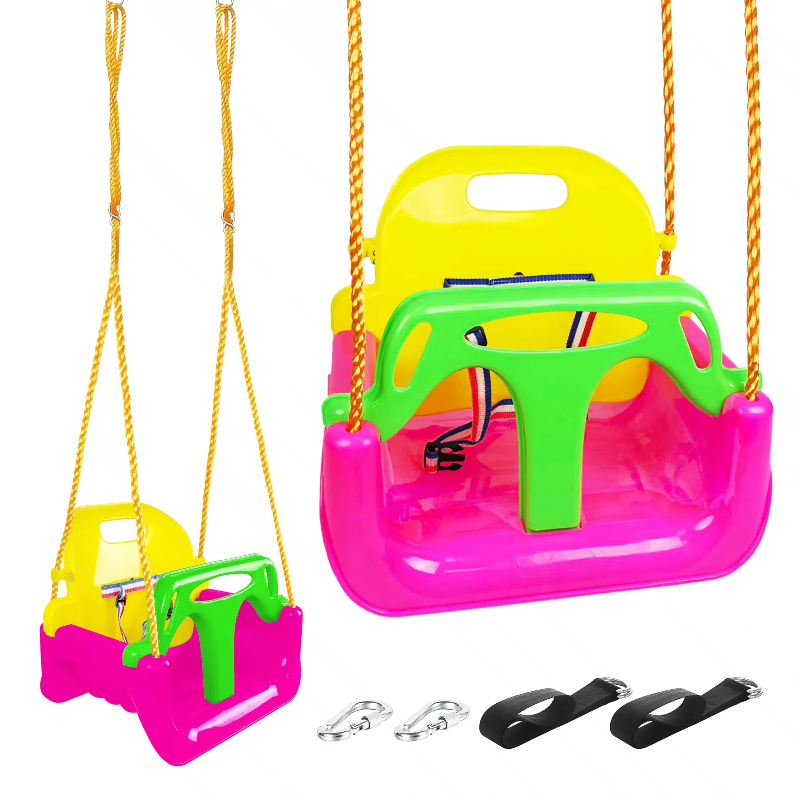 KINSPORY-children-swing-baby-01 KINSPORY otroška gugalnica 3v1 temno roza - slika 1