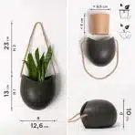 3x Kazai Ellie stenski cvetlični lonček - grafit - slika 5