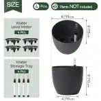 4x T4U samonalivalni cvetlični lonec 15 cm črn - slika 3