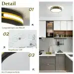 WOKNOS LED stropna svetilka 30 cm črno zlata - slika 2
