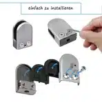 24x UYOYOUS nosilci za steklo inox 6–8 mm srebrni - slika 4