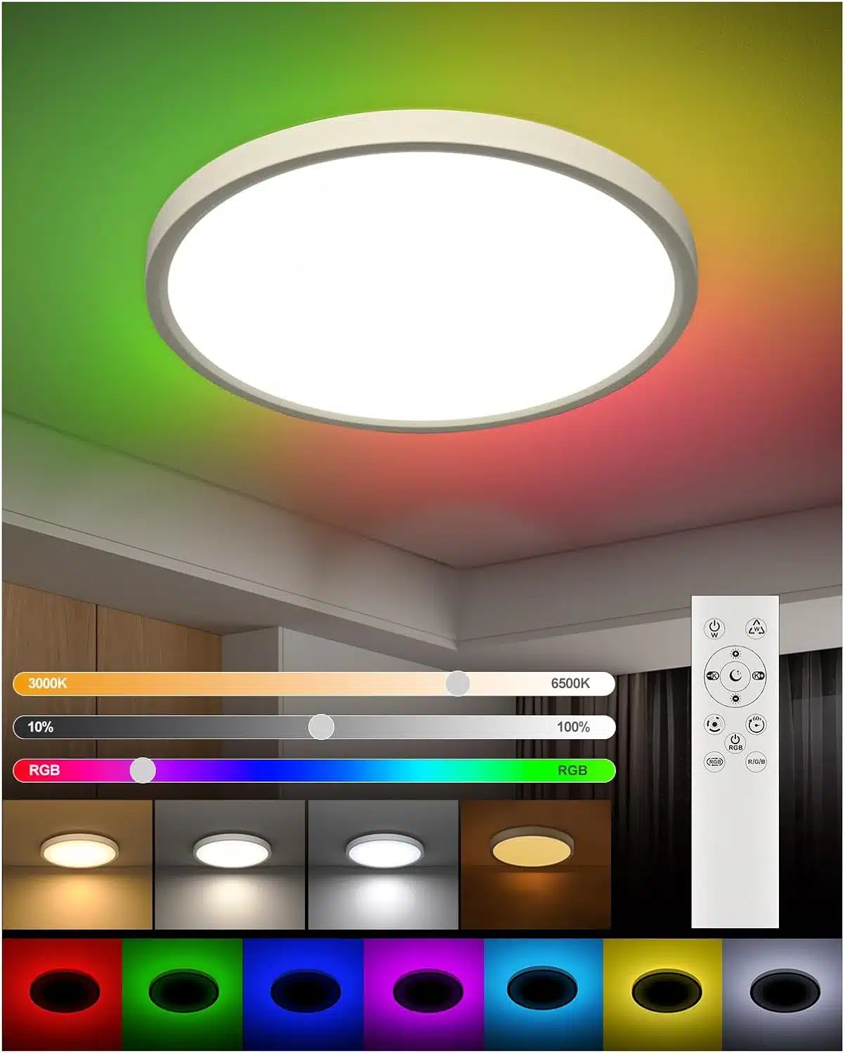 61 wNgk8aCL._AC_SL1500 DETARZINLED LED stropna svetilka 24W RGB - slika 1