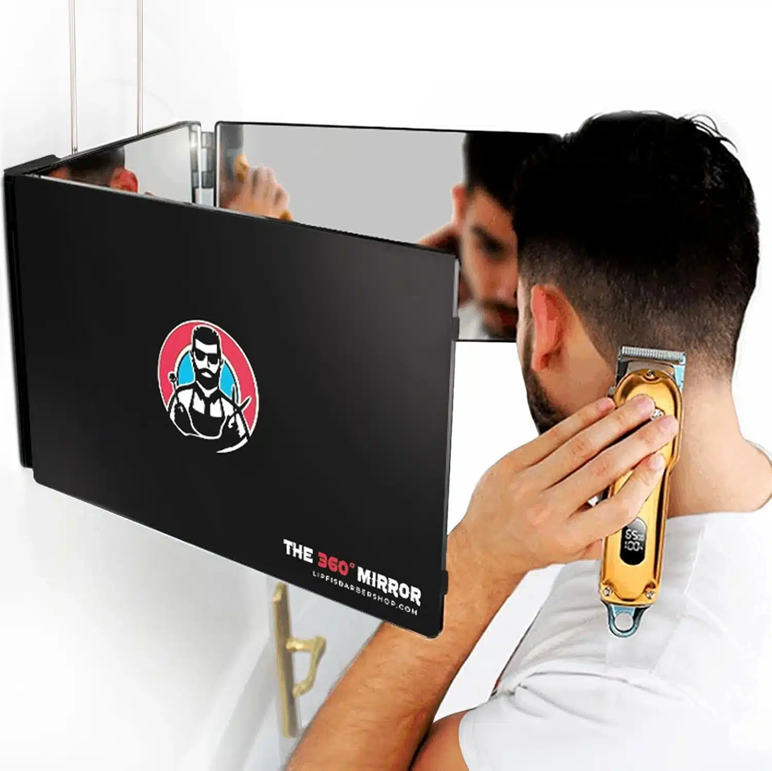 612OvBUUd-L._AC_SL1500 LIPFISBARBERSHOP.COM 360° trodelno ogledalo za striženje - slika 1