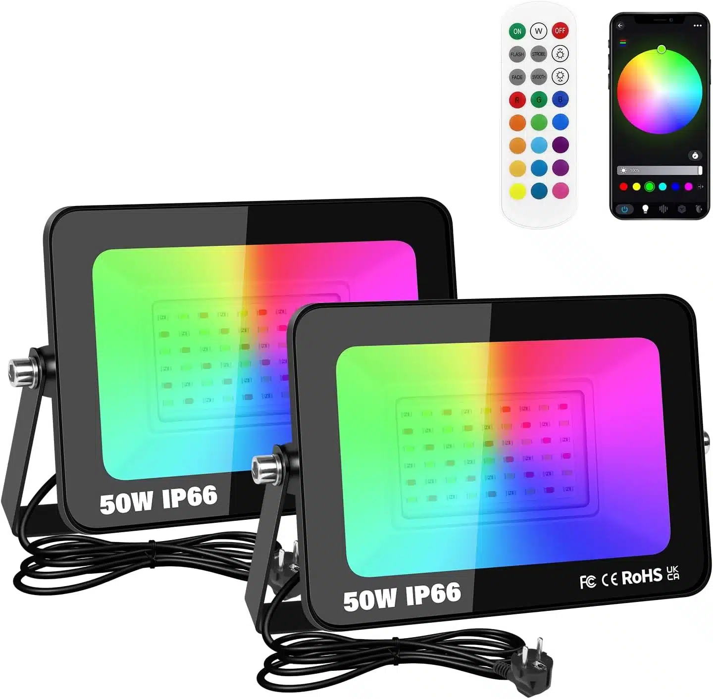 61PPrTpPLBL._AC_SL1500 (1) 2x RIGIDON 50 W RGB LED reflektor - slika 1