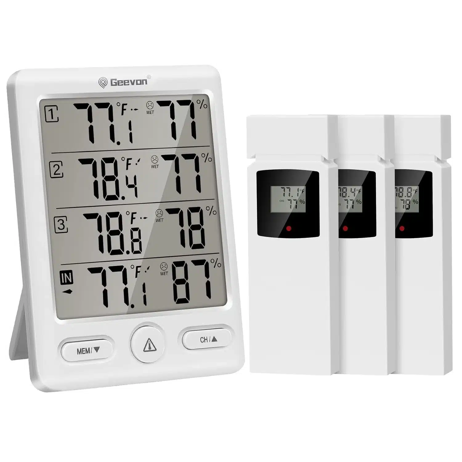 61YYf3bA7gL._SL1500 GEEVON brezžični termometer in higrometer s 3 senzorji - slika 1