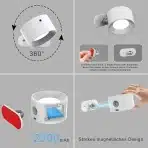 3x FEALLIVE LED stenska svetilka z daljinskim upravljanjem - slika 5