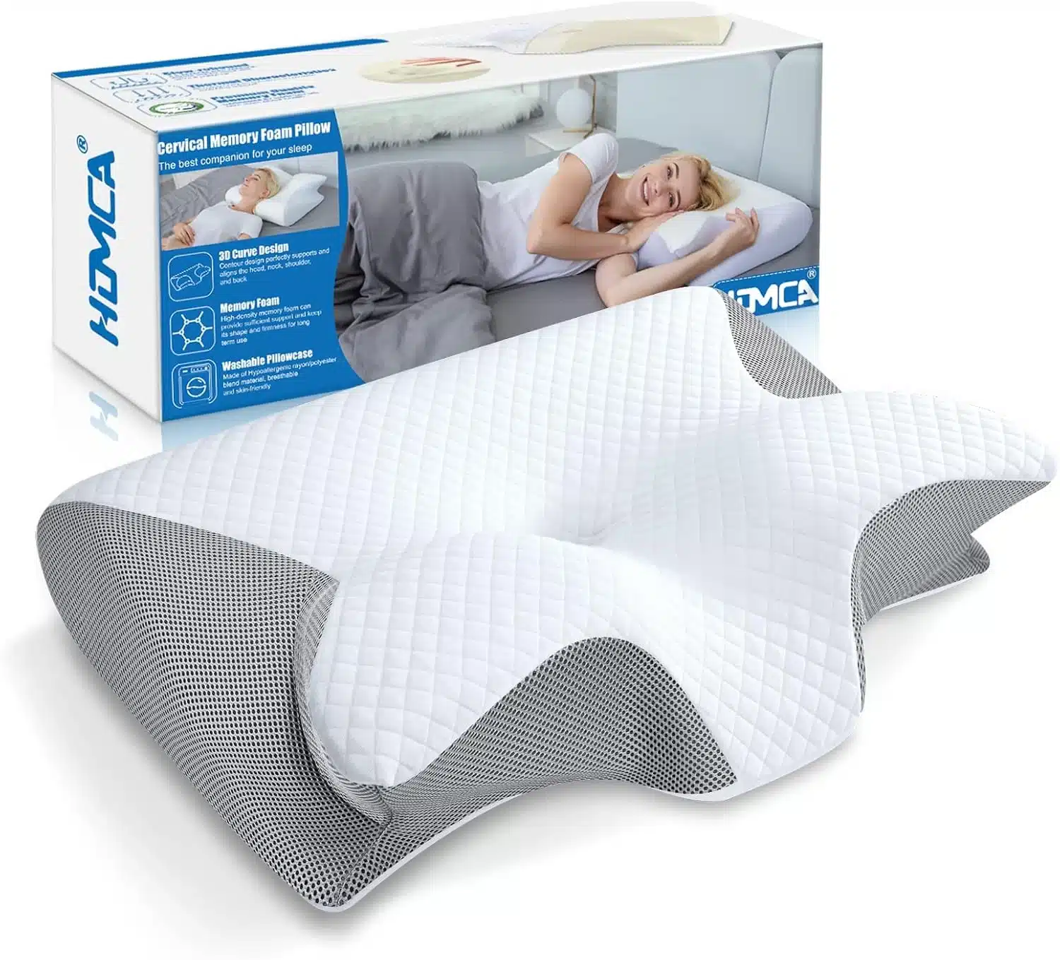 717qyphFwsL._AC_SL1500 HOMCA 2-in-1 ergonomska vzglavna blazina iz spominske pene - slika 1