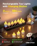 12x SOULBAY polnilne LED čajne svečke z daljincem in polnilno postajo - slika 4