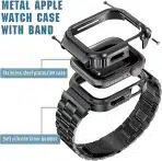 MIOHHR kovinski pašček z zaščitnim ohišjem za Apple Watch 38–49mm - slika 4