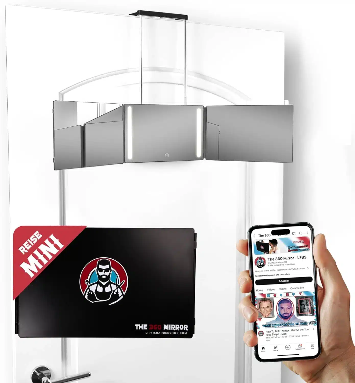 71A1yFMcKDL._AC_SL1500 LIPFISBARBERSHOP.COM Prenosno trojno LED ogledalo za striženje las - slika 1