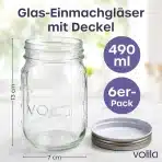 6x VOLILA 490 ml stekleni kozarci s pokrovom - slika 2