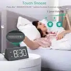 ORIA LED digitalna budilka z lesenim videzom - slika 5