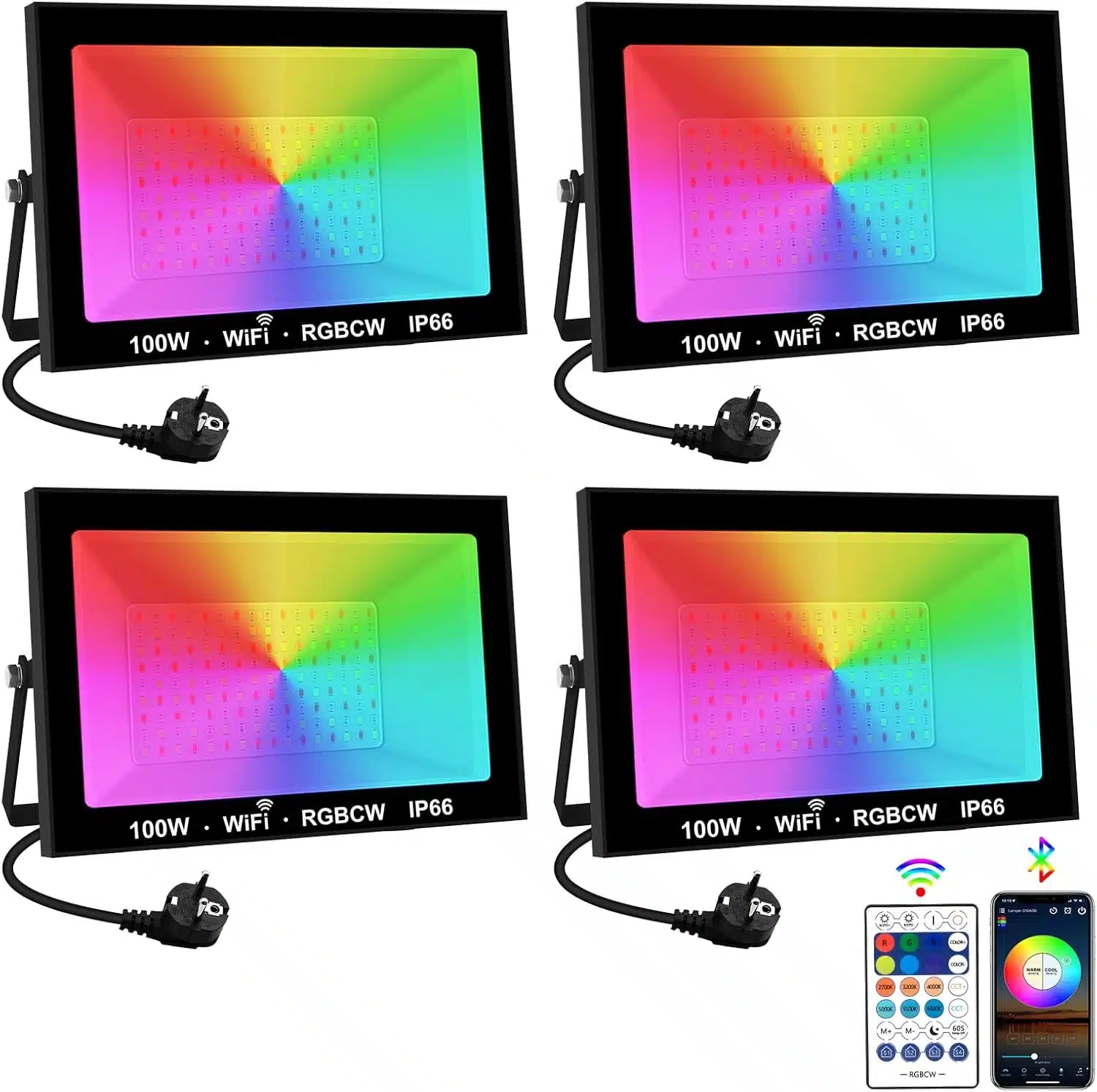 71SKVw5m0mL._AC_SL1500 4x T-SUNUS RGB LED pametni reflektor 100 W IP66 - slika 1