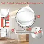 AUSDAUR stensko kozmetično ogledalo z LED osvetlitvijo in 10-kratno povečavo - slika 5