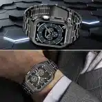 MIOHHR kovinski pašček z zaščitnim ohišjem za Apple Watch 38–49mm - slika 5