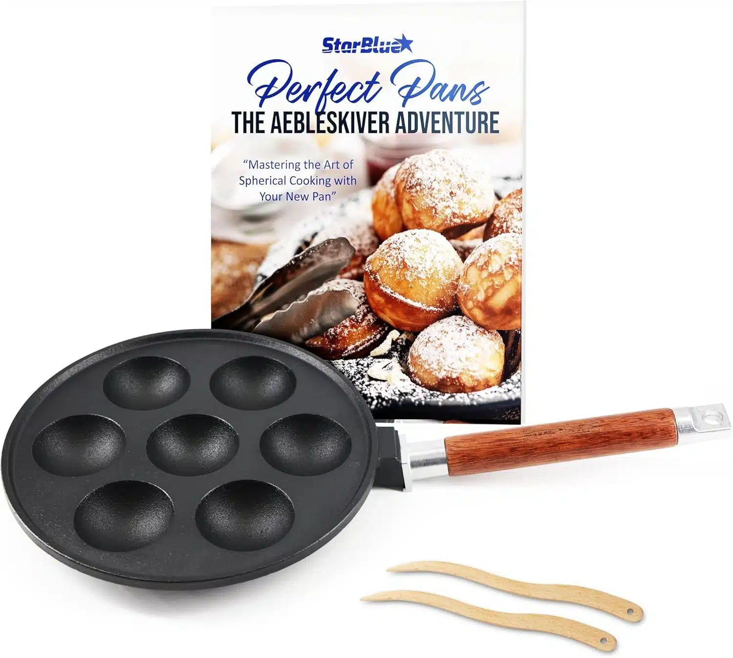 71e5blkkVWL._AC_SL1500 STARBLUE Litoželezna ponev za Aebleskiver z 7 odprtninami - slika 1