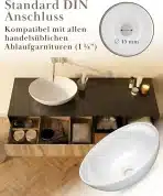 VMBATHROOMS Ovalni keramični nadpultni umivalnik 41cm - slika 4
