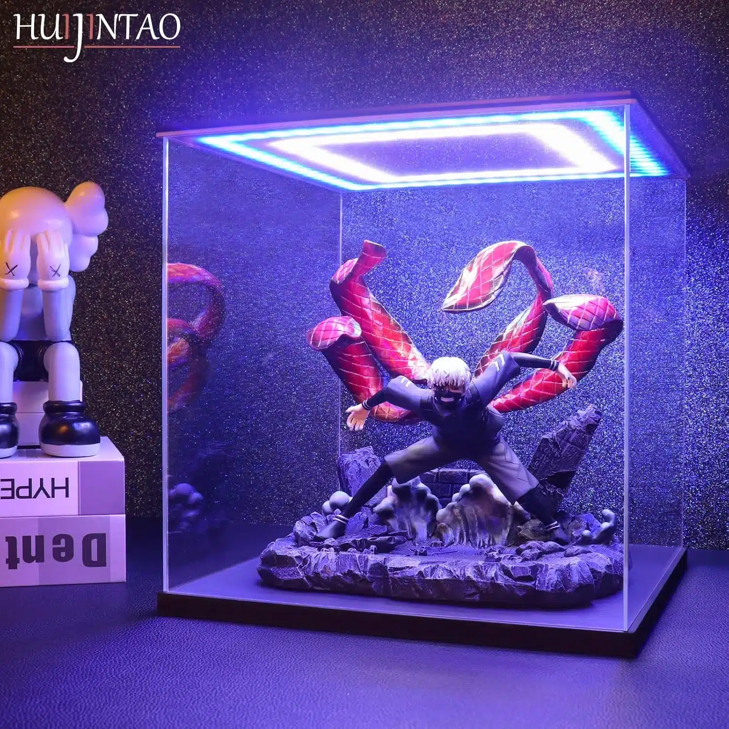 815wQvZ0g L._AC_SL1500 HUIJINTAO akrilna vitrina z LED osvetlitvijo prozorna - 25x25x25 cm - slika 1