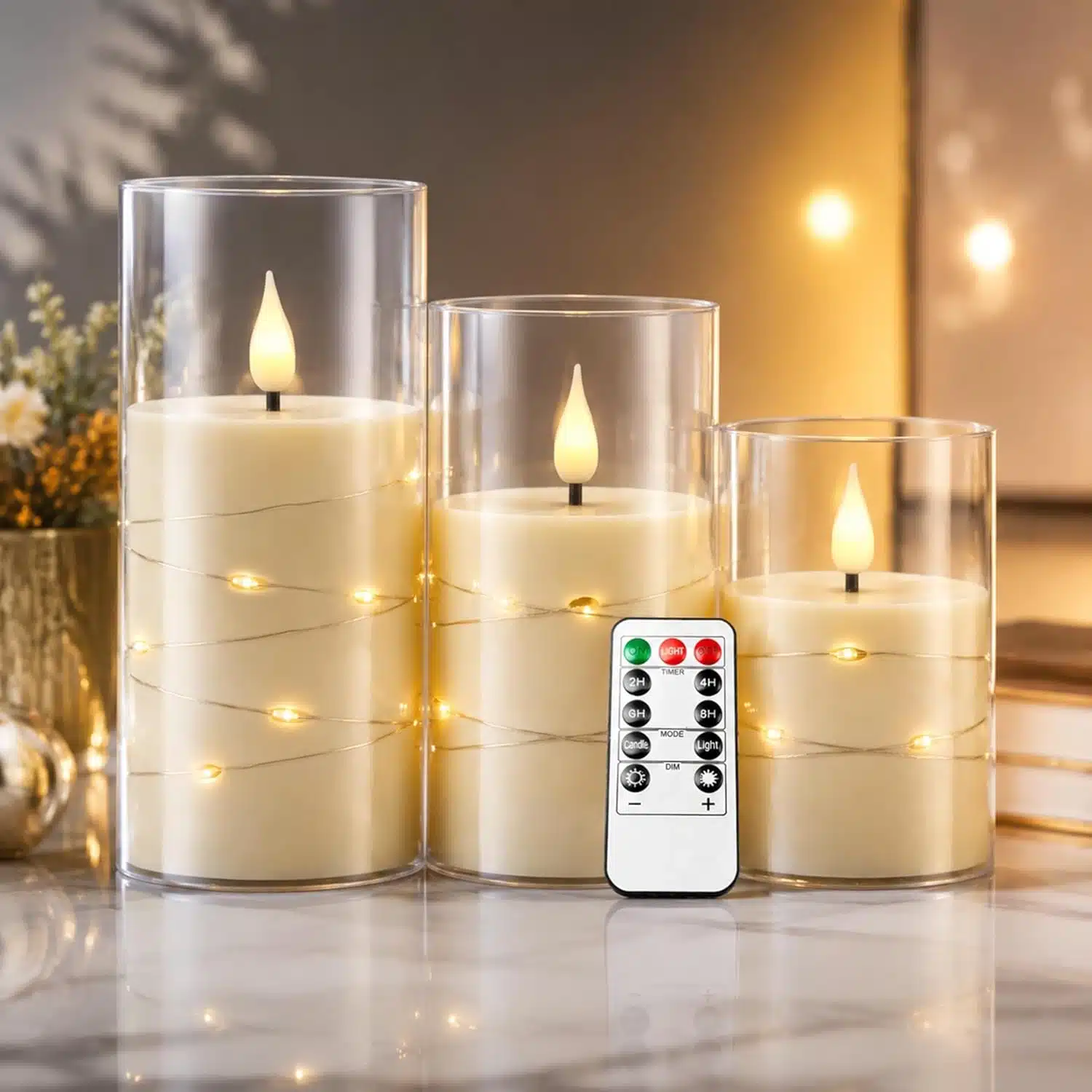 81OnzPzM-wL._AC_SL1500 3x KIEXUNG LED sveča z vgrajenimi lučkami - slika 1