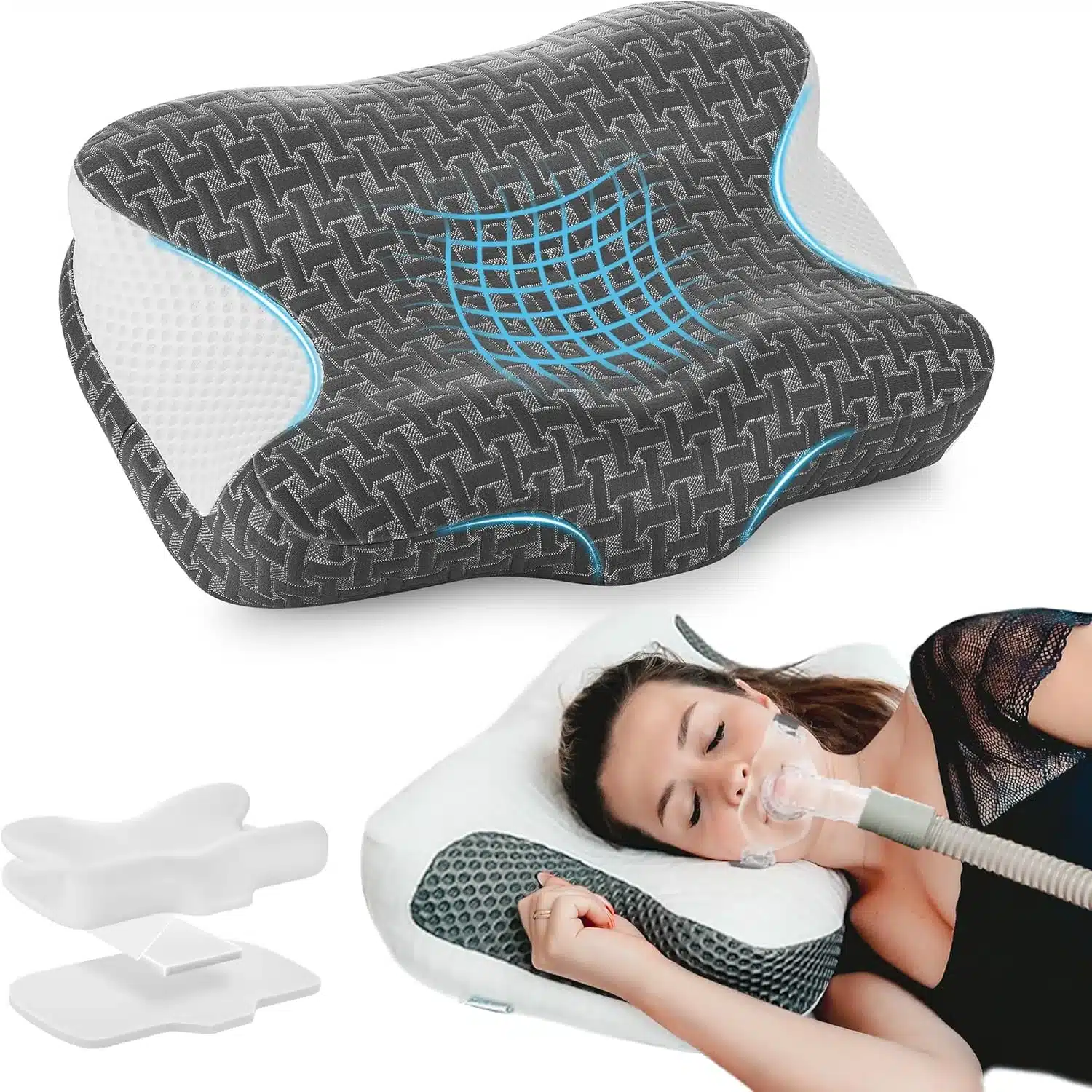 91d7Vl Z9VL._AC_SL1500 (2) ELVIROS CPAP ergonomska vratna blazina iz spominske pene - slika 1