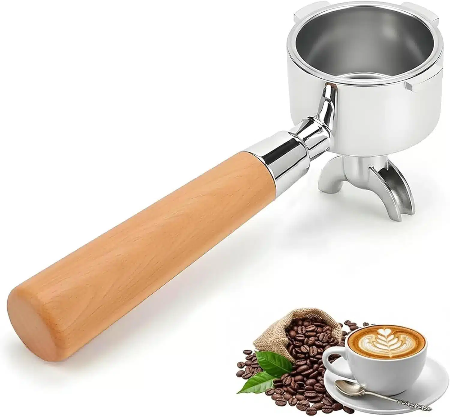 61FXbcPN65L._AC_SL1500 HNHNYXC portafilter za espresso aparat z lesenim ročajem 51mm - slika 1