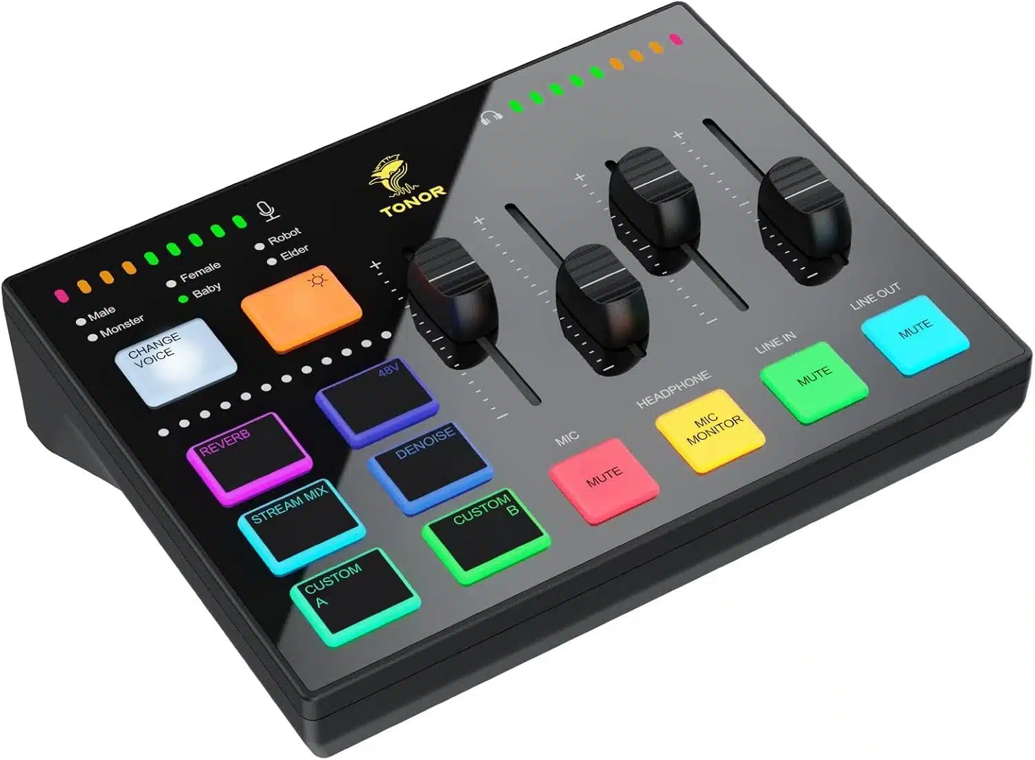 61FiwsXNeGL._AC_SL1500 TONOR TX310 gaming avdio vmesnik in mešalnik RGB - slika 1