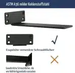 6x ITHKFU 25 cm črni kovinski nosilci za police - slika 3