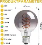 4x WESOME LIGHTING LED žarnice E27 4 W 1800 K - slika 5