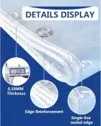 HAITAOSY prozorna PVC ponjava z ušesci 1,5×3m - slika 4