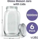 6x VOLILA 1000 ml stekleni kozarci s pokrovom - slika 2