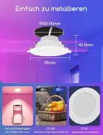 4x AIGOSTAR 115 mm pametne LED RGB vgradne luči - slika 4
