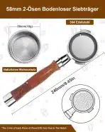 KOFIKOFI portafilter brez dna 58 mm za Gaggia kavne aparate - slika 4
